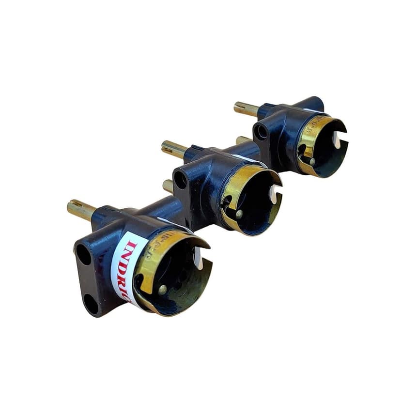 INDRICO 2 Pin Parallel Adapter Multi Outlet Plug with Blub Holder Sockets Brass Connector PVC Black Pack of 3