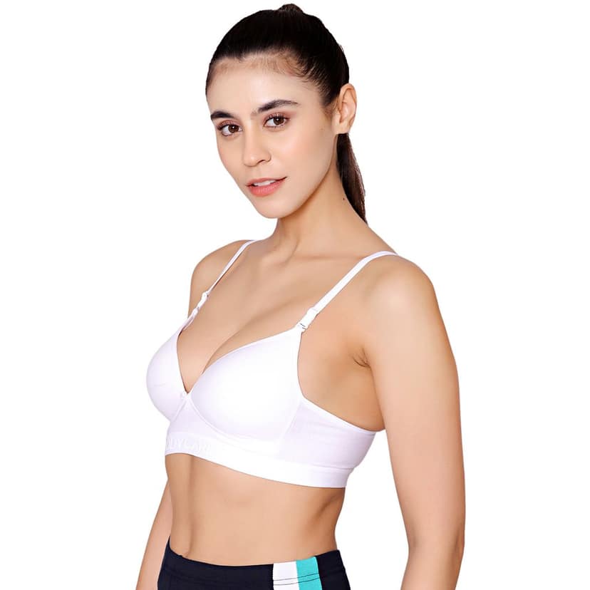 Bodycare Cotton Spandex Padded Non wired Tshirt Bra-Pack of 3 view 4