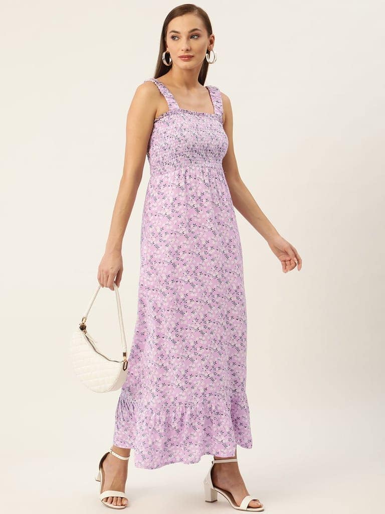 Lavender & Black Floral Maxi Dress view 5