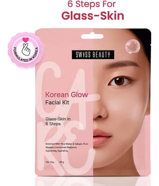 Swiss Beauty Care Korean Glow Facial Kit | 6-Steps For Glass-Skin - 49g