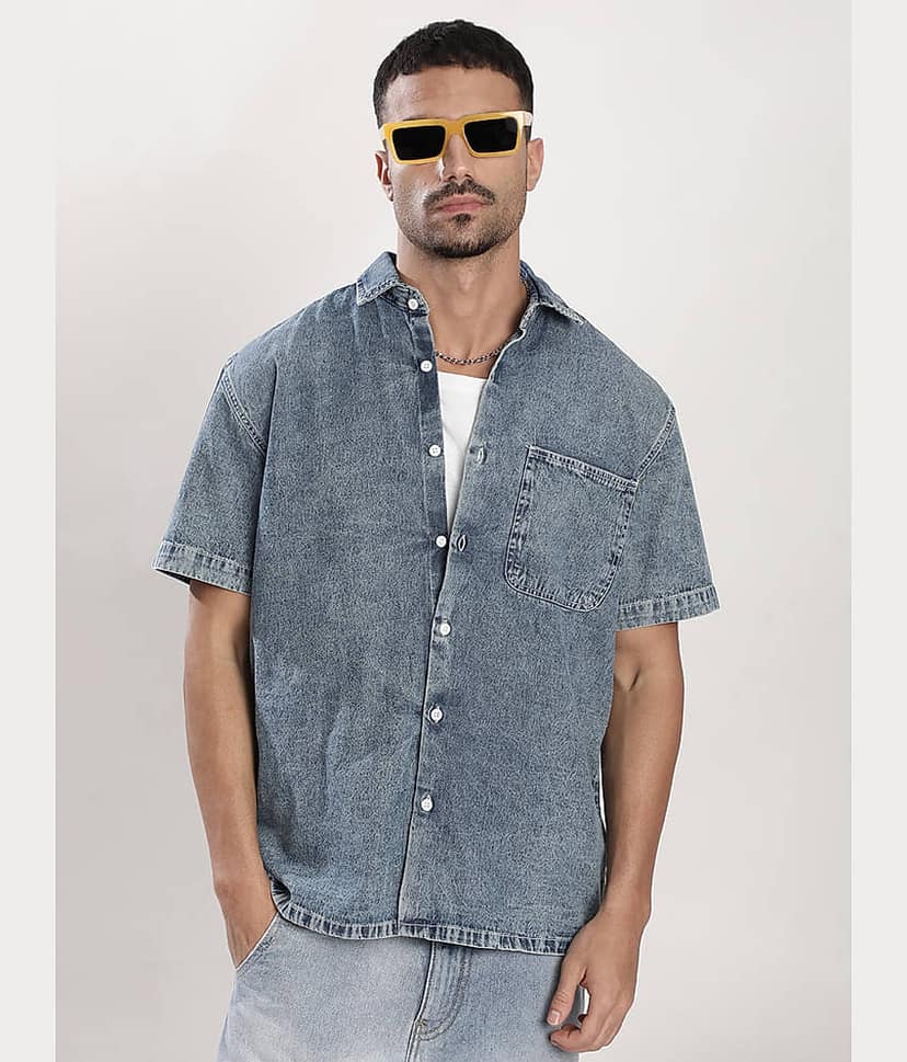 Bene Kleed 100% Cotton Relaxed Fit Solids Half Sleeves Men's Casual Shirt - Navy Blue ( Pack of 1 )