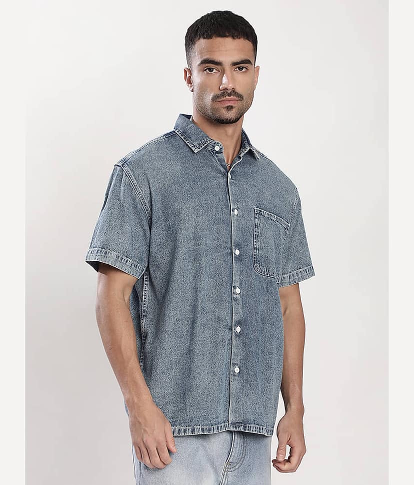 Bene Kleed 100% Cotton Relaxed Fit Solids Half Sleeves Men's Casual Shirt - Navy Blue ( Pack of 1 ) view 2