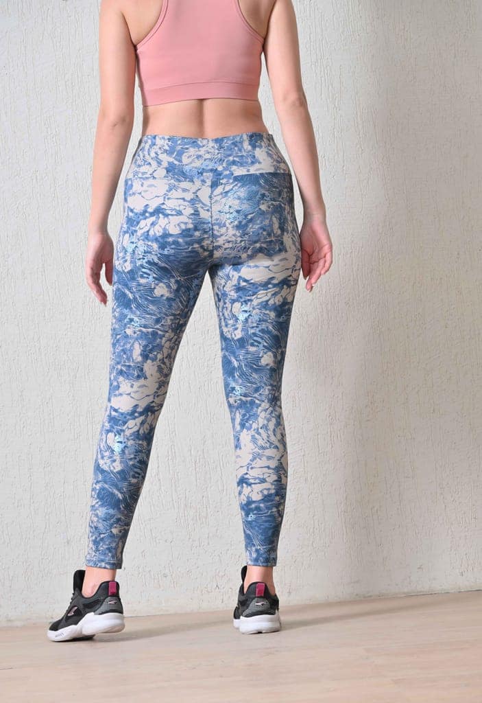 Body Smith Women’s Solid Blue High Waist Active Sports Tights with Side Pocket | Stretchable Gym Leggings for Yoga, Running & Workout | Comfortable & Stylish Fitness Wear