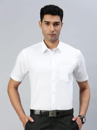 Mens 100% Cotton Half Sleeves White Shirt Super Faast