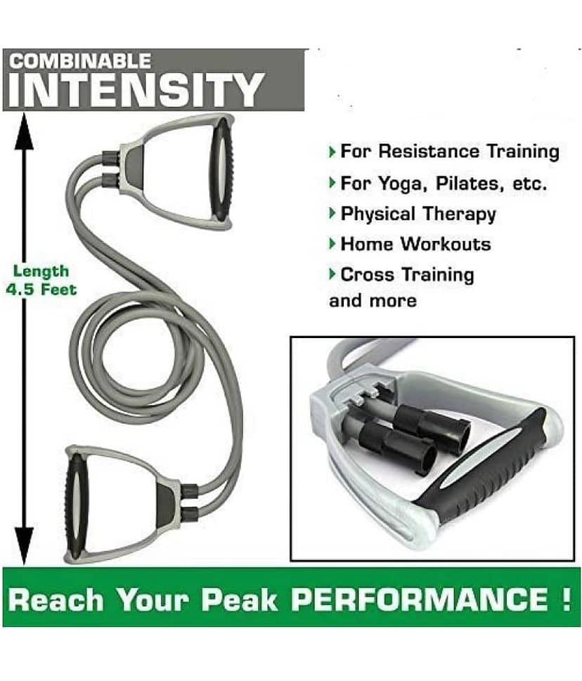 NITLOK Double Resistance Band, Toning Tube, Exercise Tube, for Resistance Training, Physical Therapy, Home Workouts Toning Tube with D-Type Handle (Multi Color)