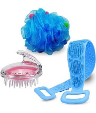 Swiss Connection Round Loofah With Belt Handle Loofah Assorted Pack of 3