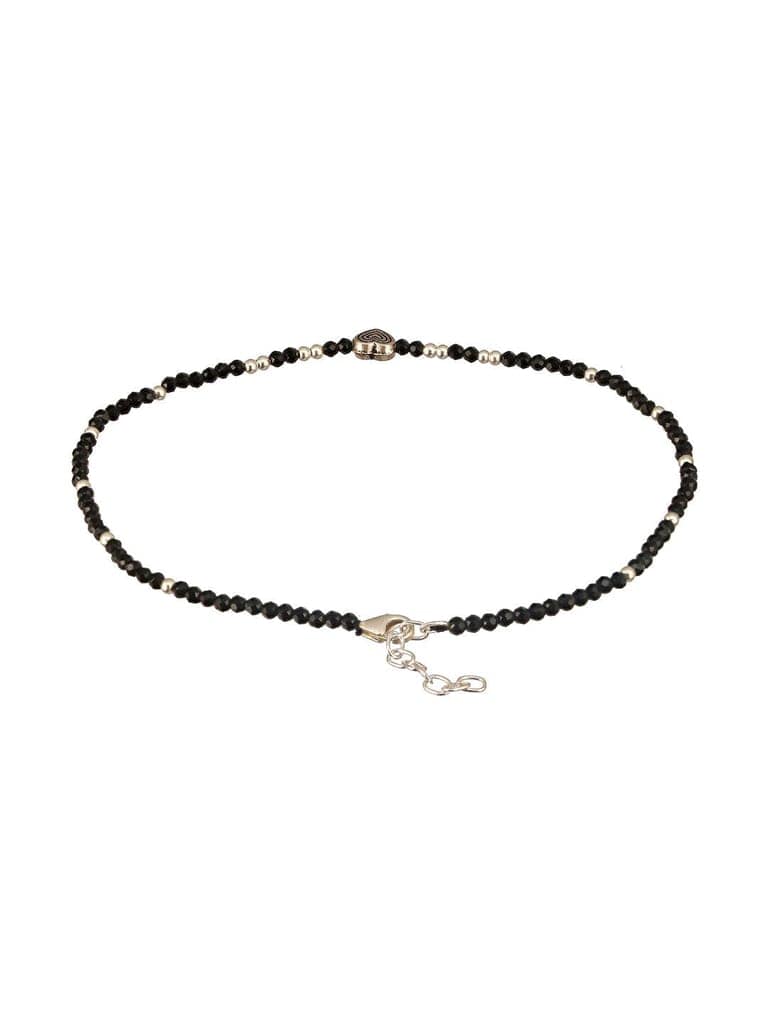 925 Sterling Silver Black Beads Heart Shaped Charms Payal Anklet view 10