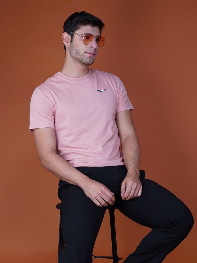 Men's Casual Cotton Jersey Tee Pink view 5