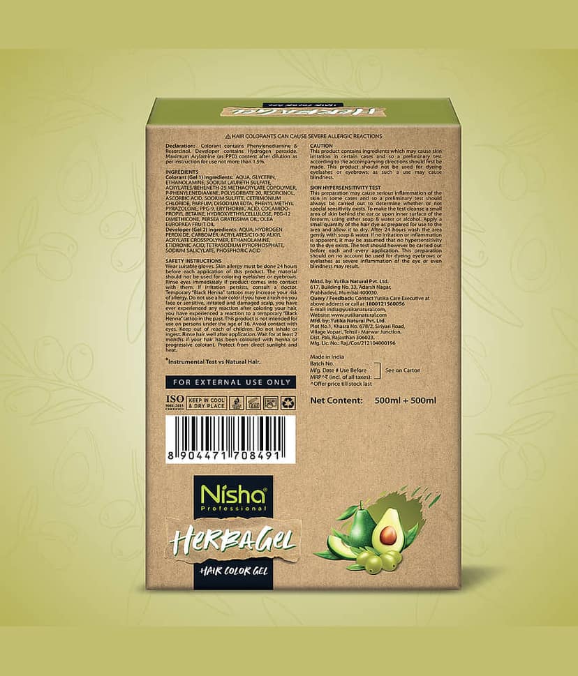Nisha Herbagel Hair and Beard Colour Gel Original Black 1000ml, Ammonia Free Black Hair Colour Gel, No Parabens, Vegan view 2