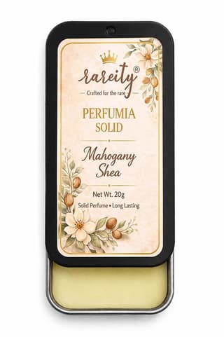 Rareity Solid Perfume – Mahogany Shea Fragrance | Warm Woody Long Lasting Balm Perfume | Pocket Perfume | Alcohol-Free | 20g| Travel-Friendly