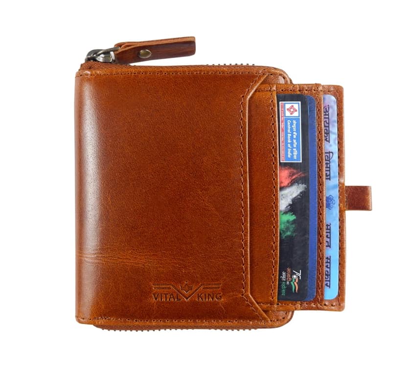 Vital King Men Travel Brown Genuine Leather RFID Wallet (10 Card Slots) view 3
