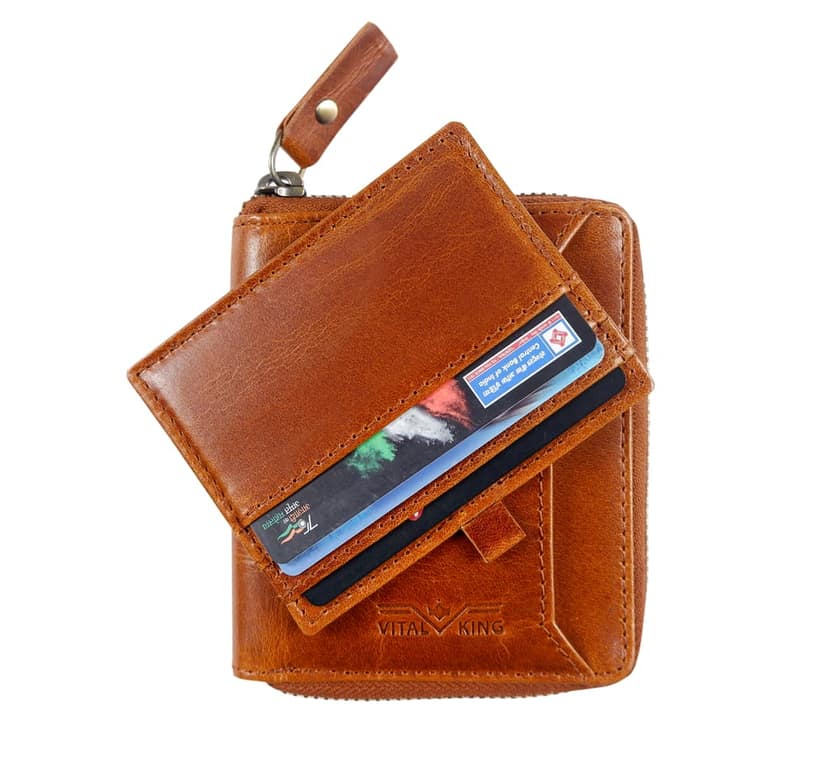 Vital King Men Travel Brown Genuine Leather RFID Wallet (10 Card Slots) view 7