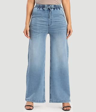 Bene Kleed Women's Wide Leg High-Rise Jeans ( Light Blue )