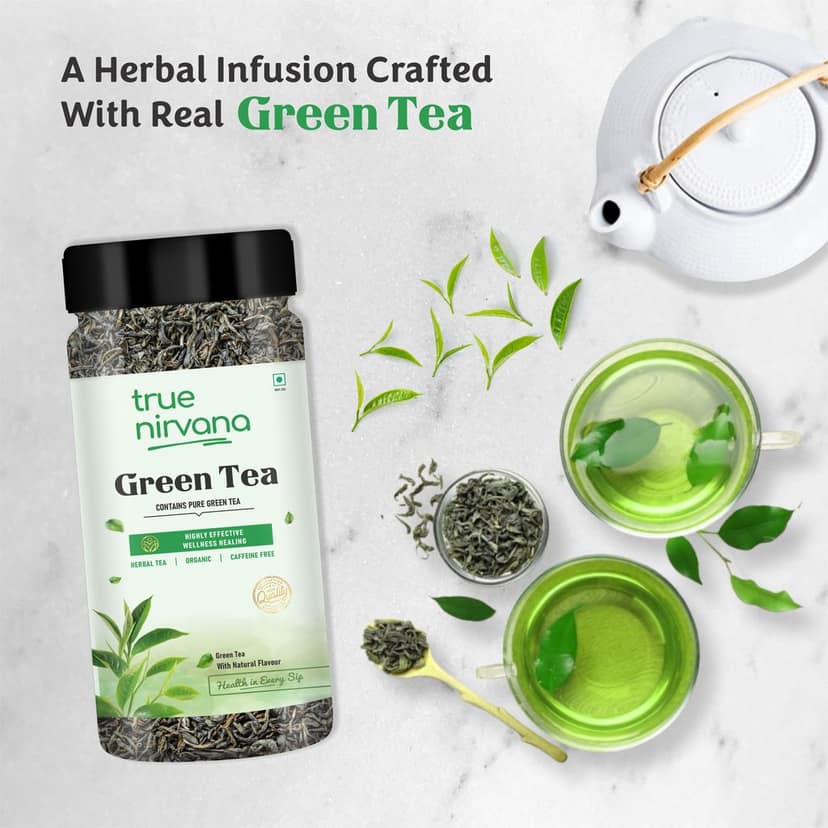 True Nirvana Green Tea – Pure Organic Loose Leaf Herbal Tea – Rich in Antioxidants for Detox & Wellness view 3