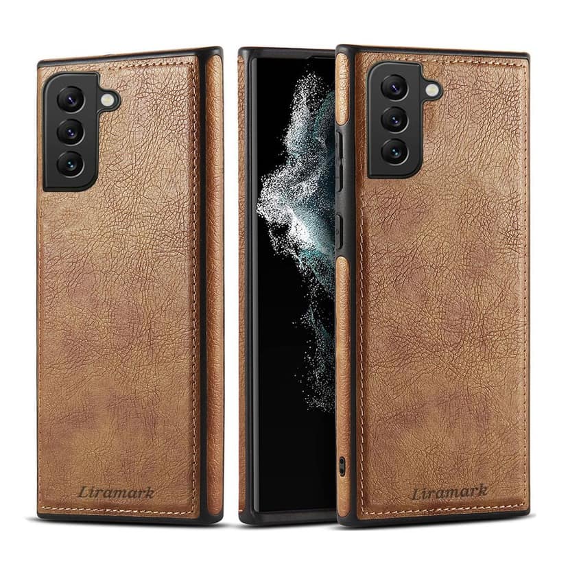 LIRAMARK PU Leather Flexible Back Cover Case Designed for Samsung Galaxy S22 5G (6.1 inch)
