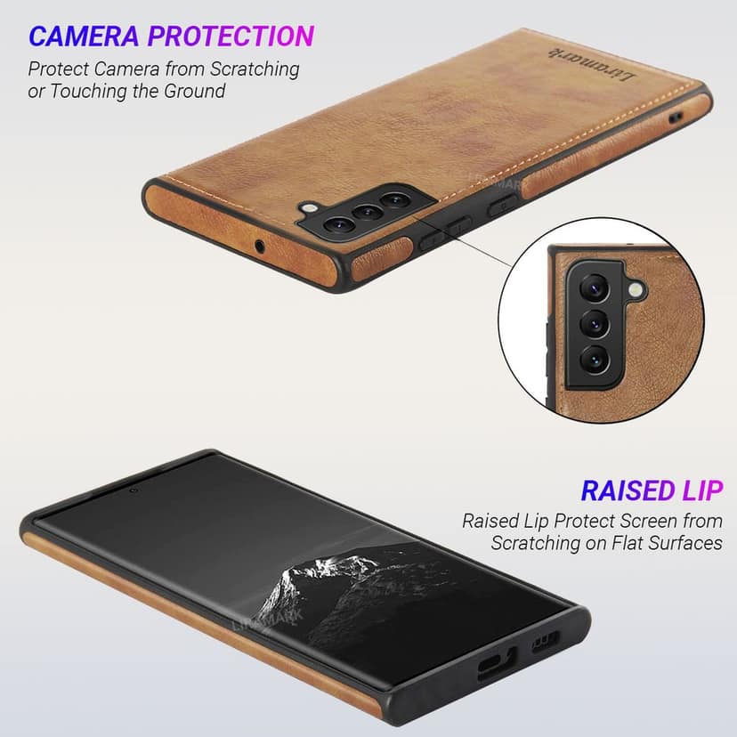 LIRAMARK PU Leather Flexible Back Cover Case Designed for Samsung Galaxy S22 5G (6.1 inch) view 4