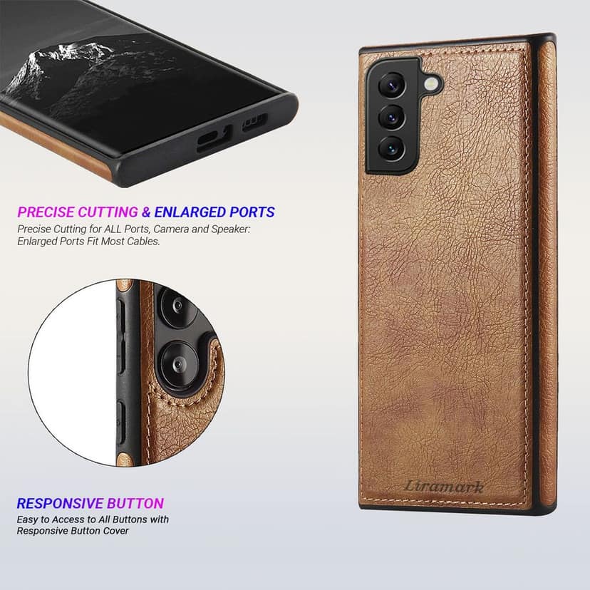 LIRAMARK PU Leather Flexible Back Cover Case Designed for Samsung Galaxy S22 5G (6.1 inch) view 5