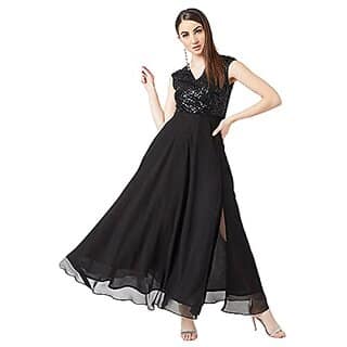 Miss Chase Womens Black V-Neck Cap Sleeved Solid Wrap Maxi Dress