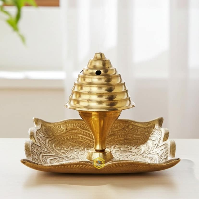 Brass Pooja Temple Agarbatti Stand, Height : 2.2 Inch (ZMAS205 D)