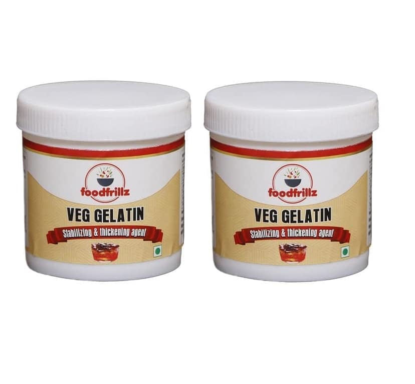 foodfrillz Veg Gelatin Powder (25 g x 2 Combo Pack) for vegetarian jellies, puddings, fondant, thickening and stabilizing agent