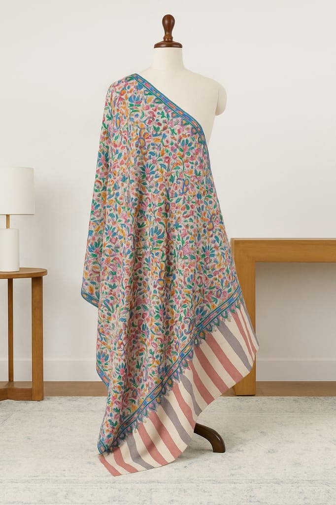 Floral Embroidered Kani Shawl for Men