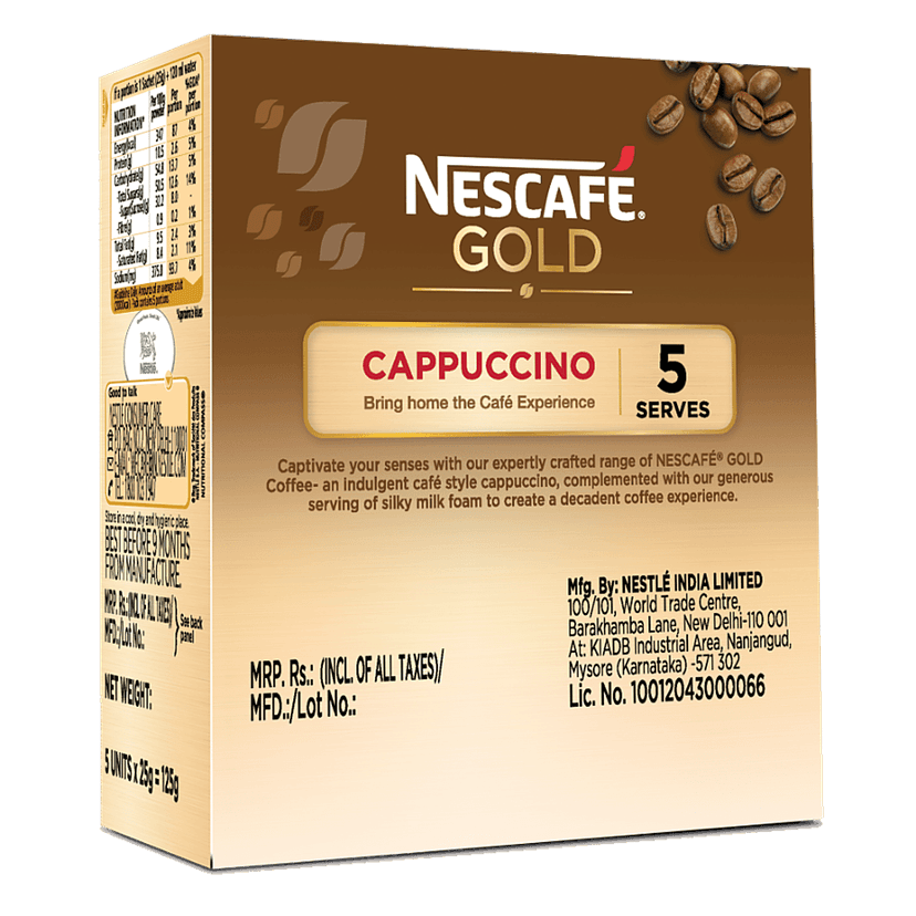 Nescafe Gold Cappuccino Instant Coffee Premix - Rich In Aroma & Flavour, 125 G (5 Sachets X 25 G Each) view 2