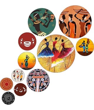 SNDArt Set Of 11 Modern Art Round Self Adhesive Wall Decor Gift Items For Living Room Digital Reprint 21 inch x 26 inch