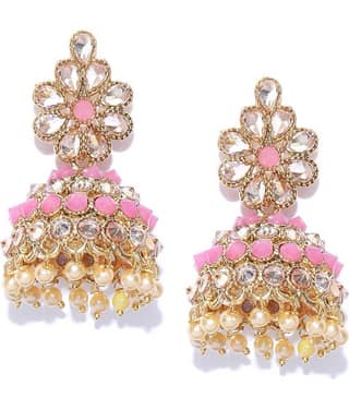 Priyaasi - Pink Jhumki Earrings ( Pack of 1 )