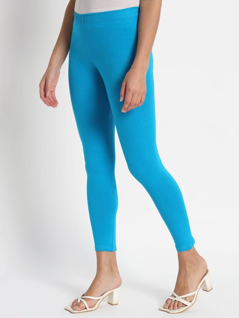 SOFT COLORS Women's Skinny Fit Ethnic Wear Ankle Length Leggings (Firozi) view 3