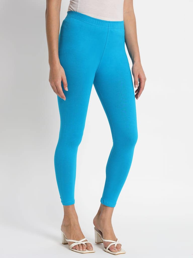 SOFT COLORS Women's Skinny Fit Ethnic Wear Ankle Length Leggings (Firozi) view 4
