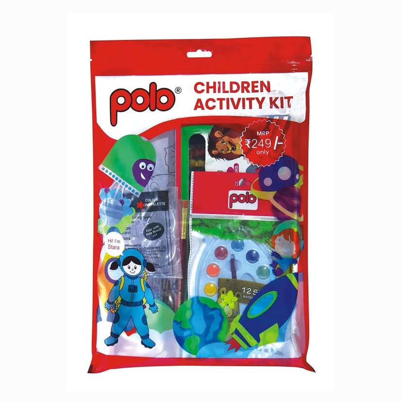 polo Children Activity Kit Complete Art and Craft Set for Kids with Oil Pastels, Plastic Crayons, Watercolor Pens, Ruler, Eraser, and Sharpener Ideal for Creative Learning and School Projects