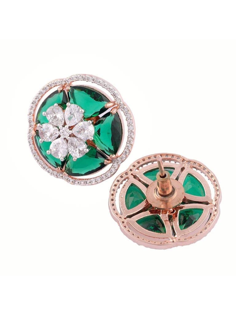 Rose Gold Green AD studded handcrafted Ear Ring view 3