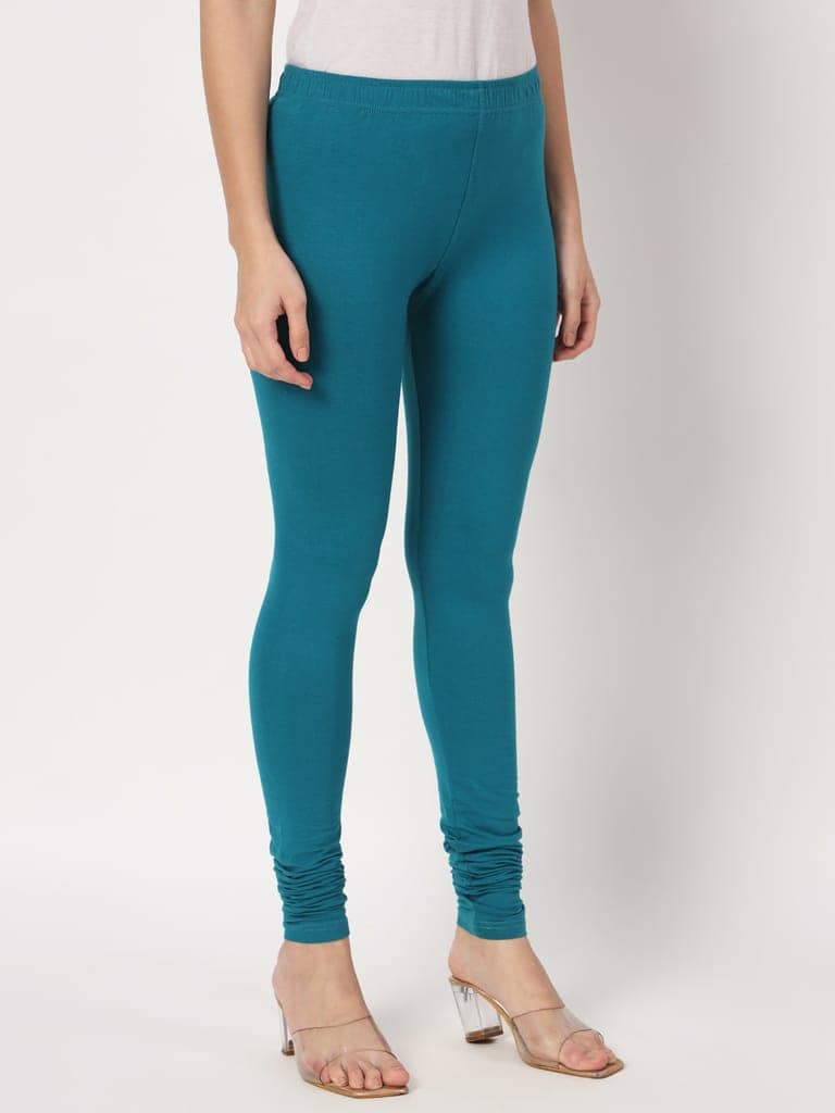 SOFT COLORS Women's Skinny Fit Ethnic Wear Churidar Leggings (Sea Blue) view 3