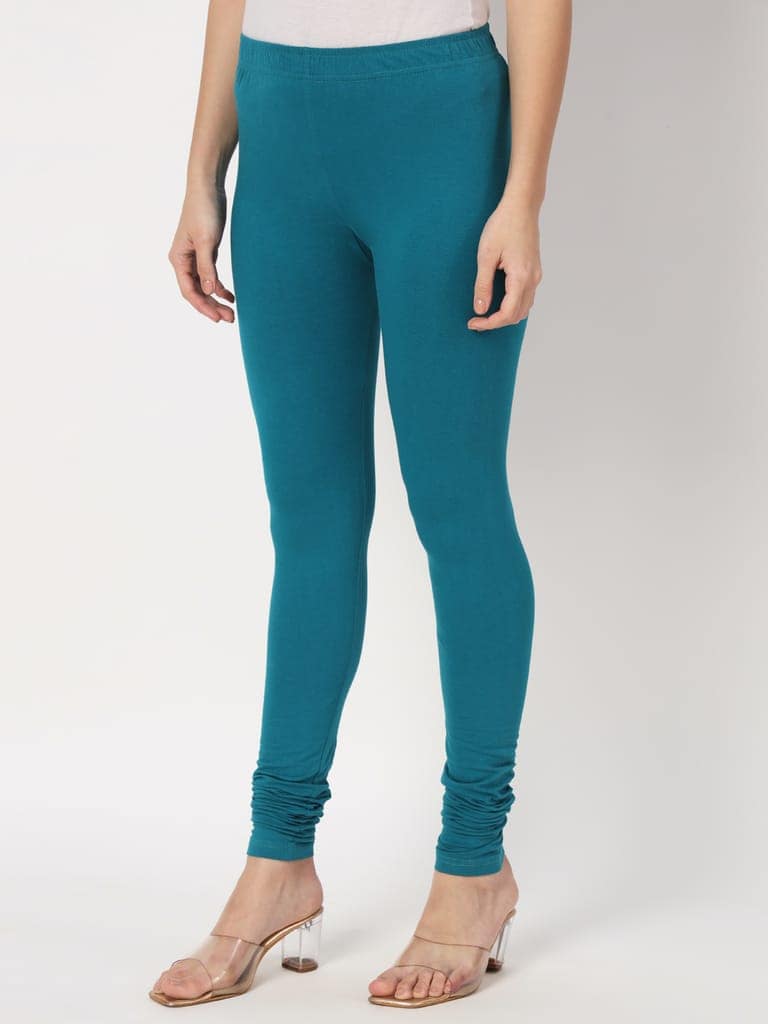 SOFT COLORS Women's Skinny Fit Ethnic Wear Churidar Leggings (Sea Blue) view 7