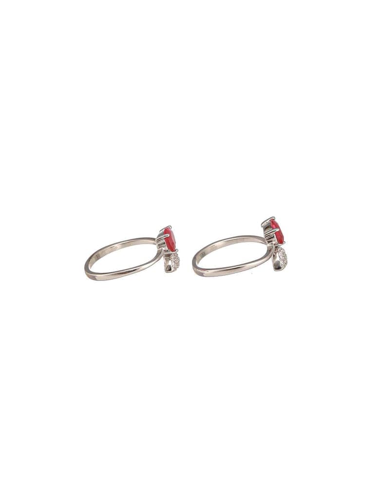 925 Sterling Silver Red CZ Studded Trendy Minimal Toe Ring view 9