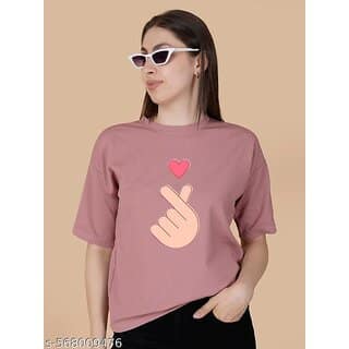 Wexam Style Women Pink Printed Round Neck Short Sleeve Top