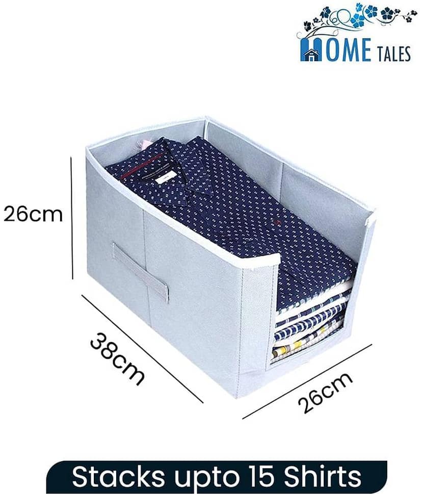 Non-Woven Shirt Stacker & Cloth Organizer,Grey ( Pack of 3) view 2