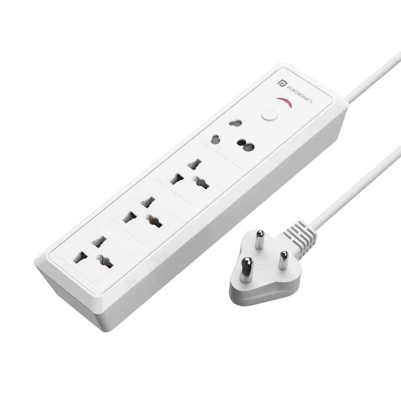 Portronics Power Plate 17 Extension Board with 4 Universal Sockets, 3840 Watts, 3m Cord, Resettable Fuse, Safety Shutter, 1-Socket 16A + 3-Socket 6A, Multi Plug for Home Appliances