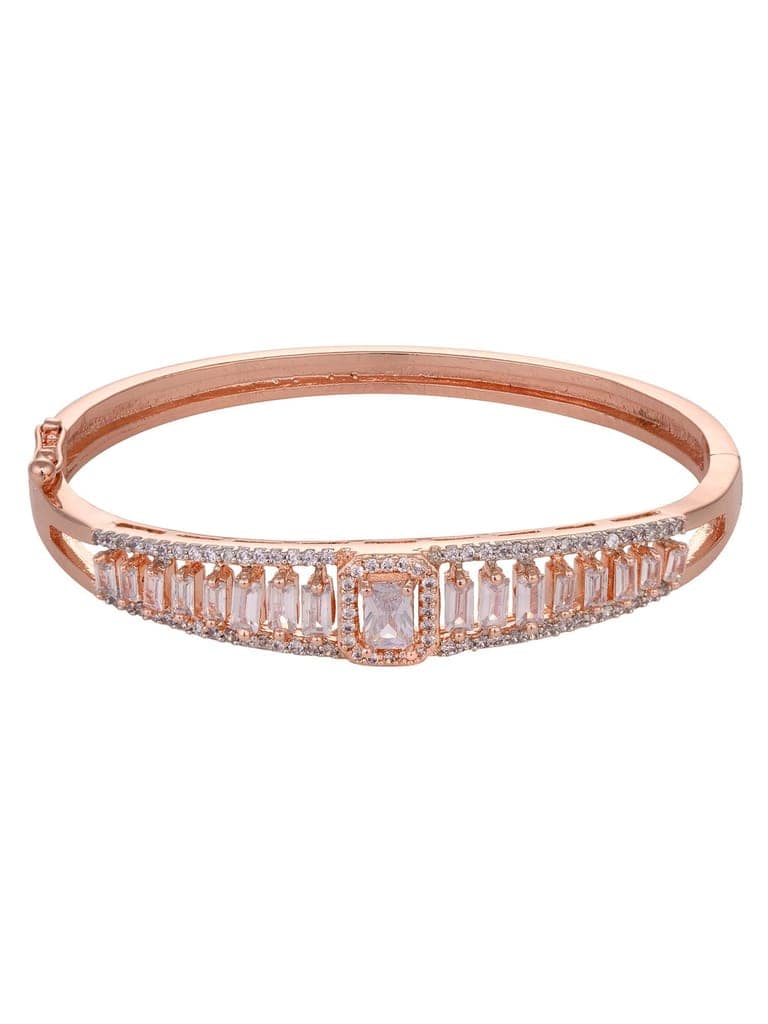 Rose Gold Plated White Ad Studded Designer Bangle Bracelet view 4