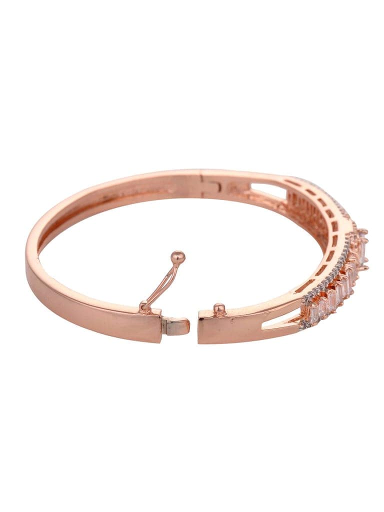 Rose Gold Plated White Ad Studded Designer Bangle Bracelet view 6