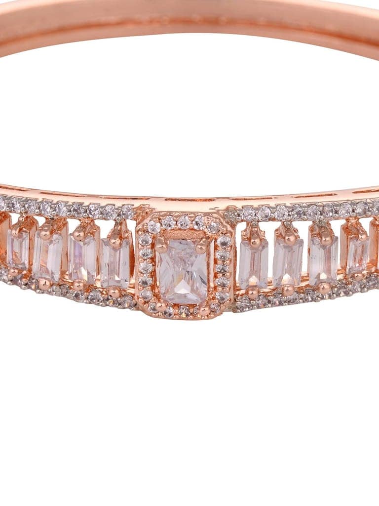 Rose Gold Plated White Ad Studded Designer Bangle Bracelet view 7