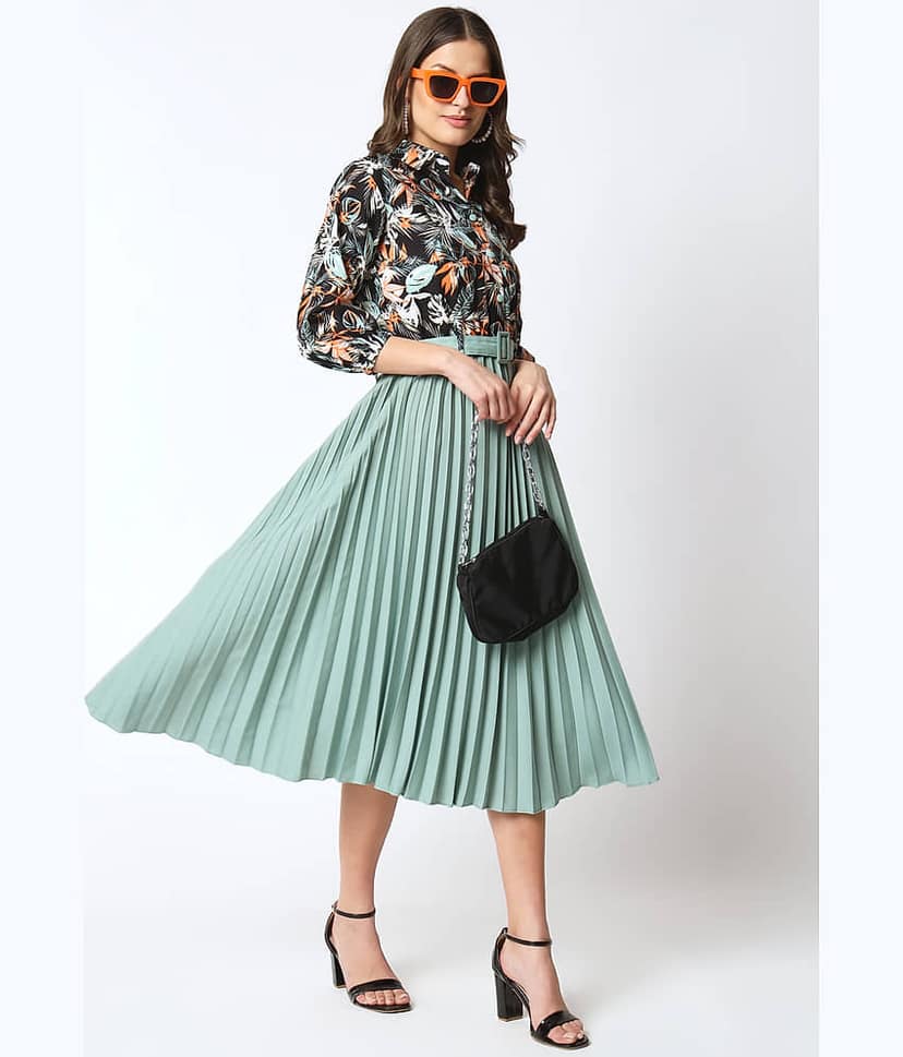 ZWERLON Women Rayon Printed A-line Dress ( Multicolor )