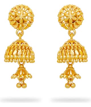 LUV FASHION Golden Jhumki Earrings ( Pack of 1 )