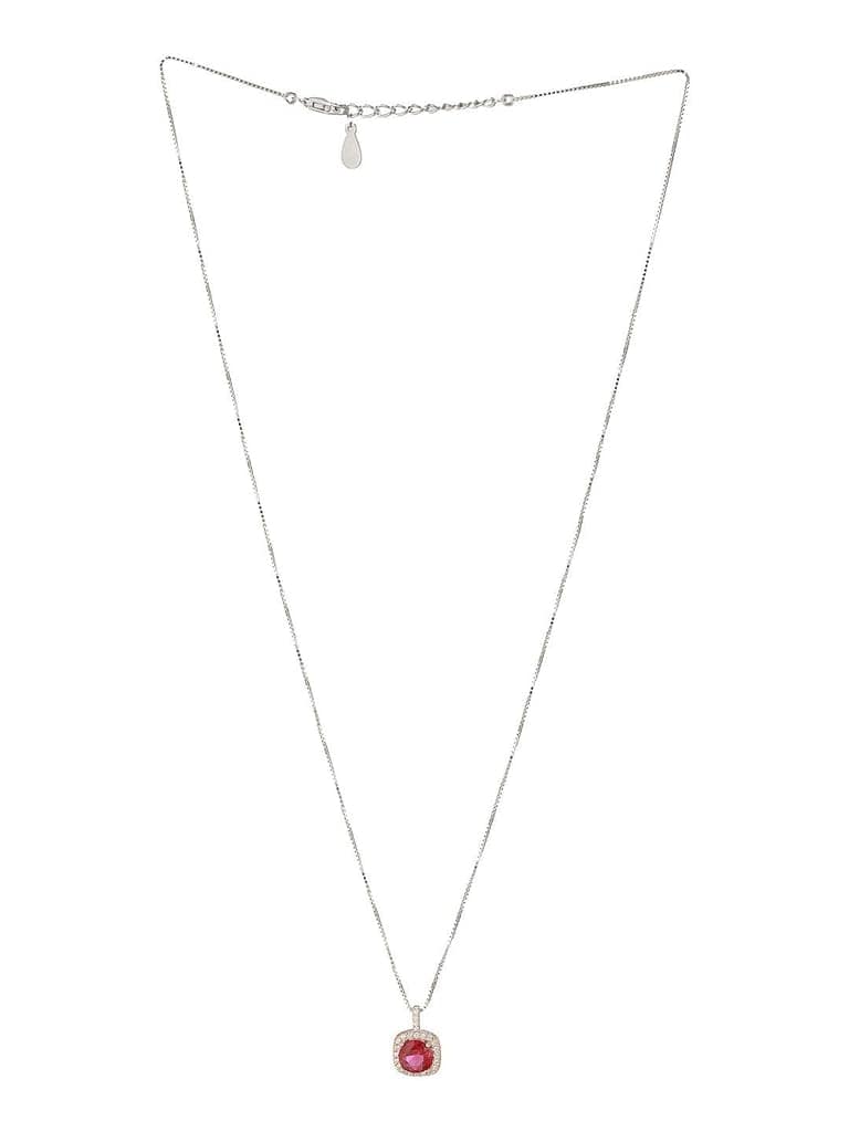 925 Sterling Silver Ruby Red Zircon Square Halo Love Pendant Necklace & Chain view 6