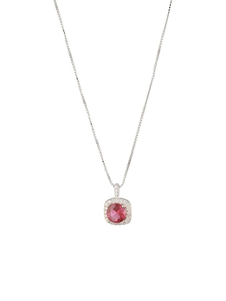 925 Sterling Silver Ruby Red Zircon Square Halo Love Pendant Necklace & Chain view 7