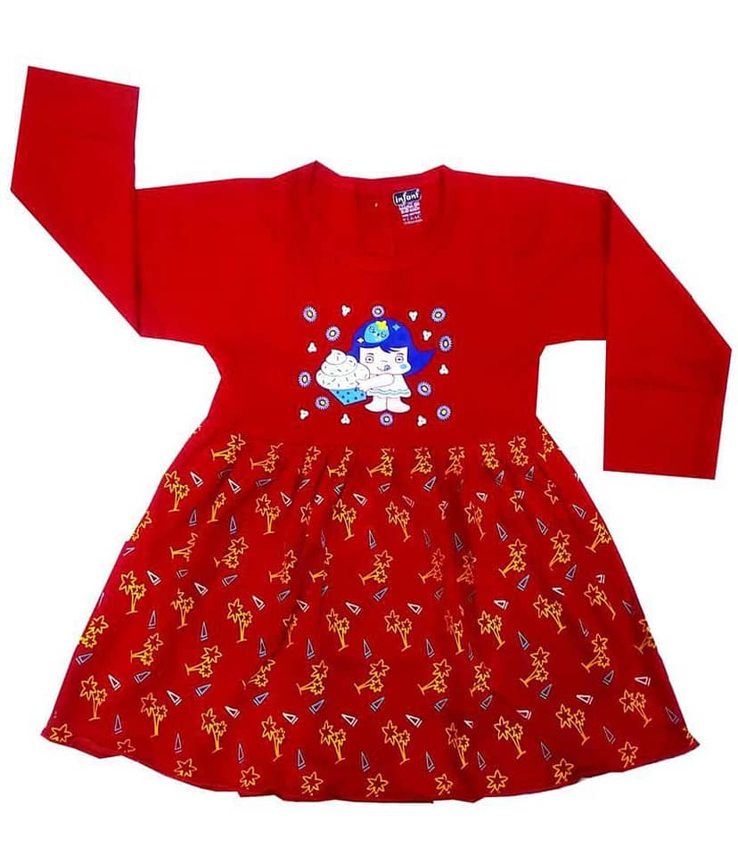 INFANT Baby Girls 100% Cotton Frocks ( Red )