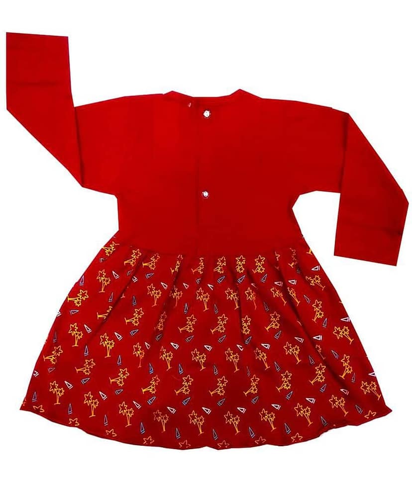 INFANT Baby Girls 100% Cotton Frocks ( Red ) view 2