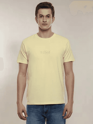 Fringe Men's Yellow Embroidered Stripes T-shirt