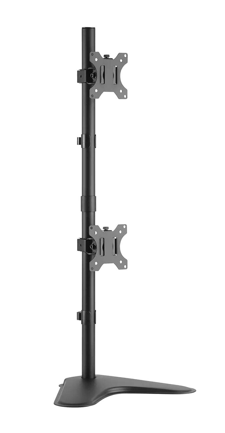 Dual Monitor LED Stand Adjustable Straight Leg Mount for 13"(33.02cm) and 32"(81.28cm) Screens Heavy Duty Desktop Clamp