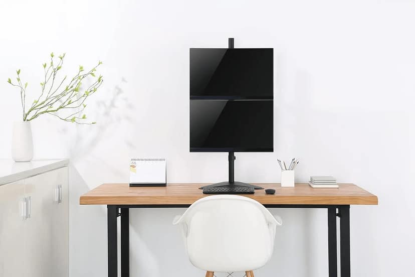 Dual Monitor LED Stand Adjustable Straight Leg Mount for 13"(33.02cm) and 32"(81.28cm) Screens Heavy Duty Desktop Clamp view 3